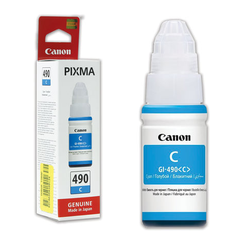 Чернила CANON (GI-490С) для СНПЧ Pixma G1400\G2400\G3400, голубые, ресурс 7000 стр., оригинальные, 0664C001 по низкой цене оптом 
