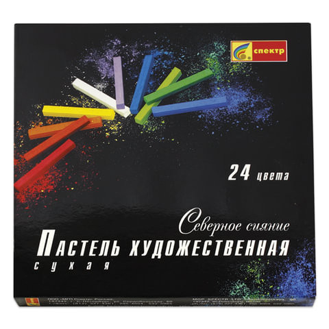 Пастель сухая художественная СПЕКТР "Северное сияние", 24 цвета, квадратное сечение, 06С-406 по низкой цене оптом 
