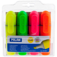 Набор текстовыделителей Milan "Fluo" 4цв., 1-5мм, чехол с европодвесом