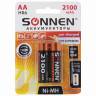 Батарейки аккумуляторные SONNEN, АА (HR06), Ni-Mh, 2100 mAh, 2 шт., в блистере, 454234 по низкой цене оптом 