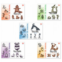 Альбом для рисования А4 24 л., скоба, обложка картон, HATBER, 205х290 мм, "Animals Yoga", 24А4В