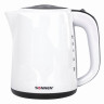 Чайник SONNEN KT-002B, 1,7 л, 2200 Вт, закрытый нагревательный элемент, пластик, белый/черный, 454994 по низкой цене оптом Краснодар, Москва, Уфа, Казань, Барнаул, Владивосток, Хабаровск, Сахалин, Красноярск, Екатеренбург, 