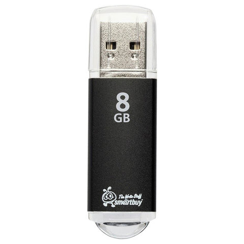 Флеш-диск 8 GB, SMARTBUY V-Cut, USB 2.0, металлический корпус, черный, SB8GBVC-K по низкой цене оптом Краснодар, Москва, Уфа, Казань, Барнаул, Владивосток, Хабаровск, Сахалин, Красноярск, Екатеренбург, 