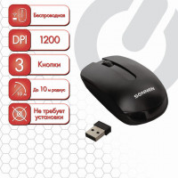 Мышь беспроводная SONNEN M-3032, USB, 1200 dpi, 2 кнопки + 1 колесо-кнопка, оптическая, черная, 512640