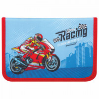 Пенал ПИФАГОР, 1 отделение, 1 откидная планка, ткань, 20х14 см, MotoRacing, 229204