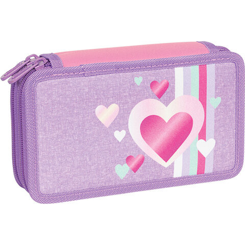 Пенал TIGER FAMILY с наполнением, 3 отделения, 29 предметов, "Sweet Love" (Purple), 19х11х7 см, 270236 по низкой цене оптом 