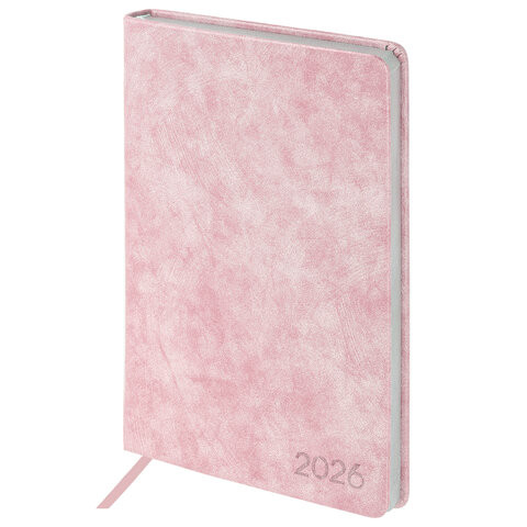 Ежедневник датированный 2026 А5 138х213мм BRAUBERG Ice, под кожу, розовый, 117390 по низкой цене оптом 