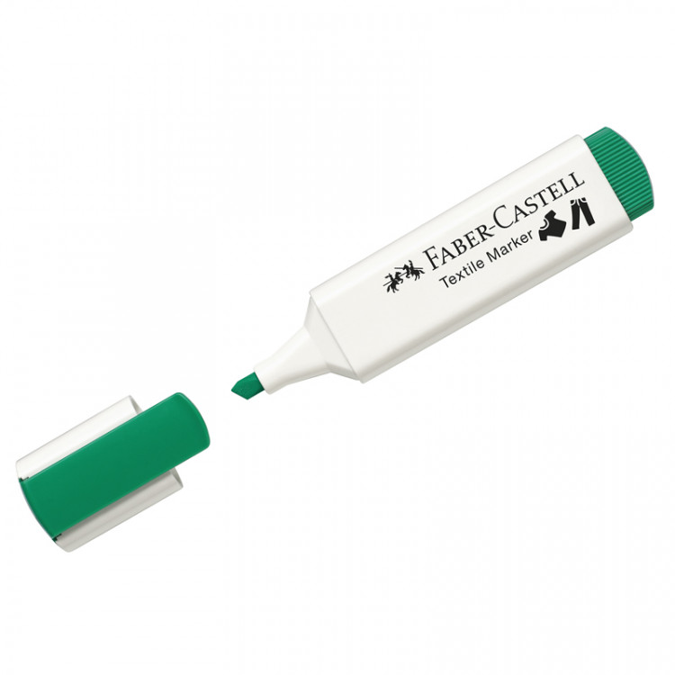Маркер перманентный для ткани Faber-Castell "Textile" зеленый, 1-5мм по низкой цене оптом Краснодар, Москва, Уфа, Казань, Барнаул, Владивосток, Хабаровск, Сахалин, Красноярск, Екатеренбург, 