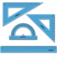 Набор чертежный ПИФАГОР (линейка 20 см, 2 треугольника, транспортир), тонированный, европодвес, 210854