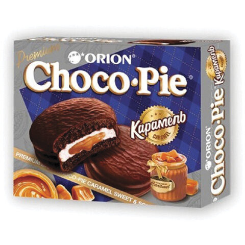 Печенье ORION "Choco Pie Dark Caramel" темный шоколад, карамельное, 360 г (12 штук х 30 г), О0000013514 по низкой цене оптом 