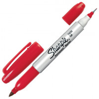Маркер перманентный двусторонний КРАСНЫЙ SHARPIE "Twin Tip", наконечники 0,9 / 0,5 мм, S0811110