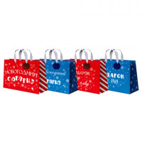 Пакет подарочный (1шт) новогодний, 27х11х20см, "Новогодний подарок", ламинация, ассорти, ЗОЛОТАЯ СКАЗКА, 592449