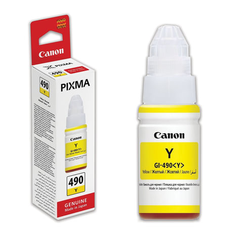Чернила CANON (GI-490Y) для СНПЧ Pixma G1400\G2400\G3400, желтый, ресурс 7000 стр., оригинальные, 0666C001 по низкой цене оптом 