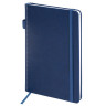 Блокнот А5 135x212мм BRAUBERG "Soft touch" под кожу, резинка, держатель, 80л клетка, синий, 117149 по низкой цене оптом 