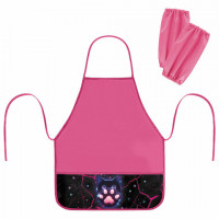 Фартук с нарукавниками для уроков труда BRAUBERG, 3 кармана, 46x54 см, Pink lava, 273641