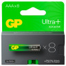 Батарейки КОМПЛЕКТ 8 шт, GP Ultra Plus G-Tech, AAA (LR03), алкалиновые, мизинчиковые,, 24AUPA21-2CRB8 по низкой цене оптом 