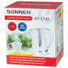 Чайник SONNEN KT-1743, 1,7 л, 2200 Вт, закрытый нагревательный элемент, пластик, белый, 453414 по низкой цене оптом Краснодар, Москва, Уфа, Казань, Барнаул, Владивосток, Хабаровск, Сахалин, Красноярск, Екатеренбург, 
