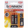Батарейки аккумуляторные SONNEN, АА (HR06), Ni-Mh, 2700 mAh, 2 шт., в блистере, 454235 по низкой цене оптом 
