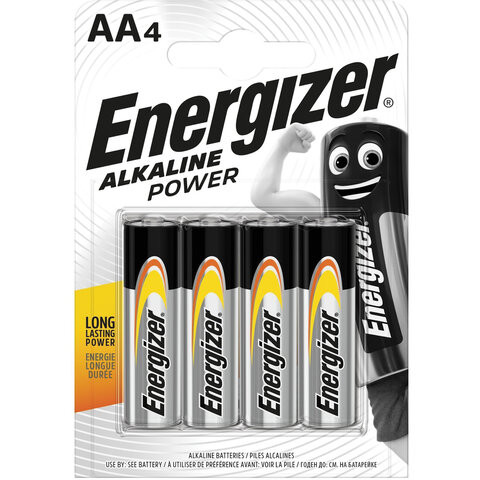 Батарейки КОМПЛЕКТ 4 шт., ENERGIZER Alkaline Power, AA (LR06, 15А), алкалиновые, пальчиковые, блистер, E300132908 по низкой цене оптом 
