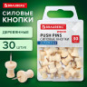 Силовые кнопки-гвоздики BRAUBERG WOOD, деревянные, 30 штук, 10мм, 272759 по низкой цене оптом 