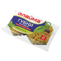 Губки бытовые, КОМПЛЕКТ 2 шт., крупно пористый/ретикулированный поролон, высота 29 х ширина 92 х глубина 80 мм, LAIMA, 601563