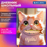 Дневник 1-11 класс 48л, кожзам (твердая), застежка, FUNSTER, Котик с рыбкой, 107229 по низкой цене оптом Краснодар, Москва, Уфа, Казань, Барнаул, Владивосток, Хабаровск, Сахалин, Красноярск, Екатеренбург, 