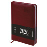 Ежедневник датированный 2026, А5, 138х213 мм, BRAUBERG "Impression", под кожу, бордовый, 117512 по низкой цене оптом 