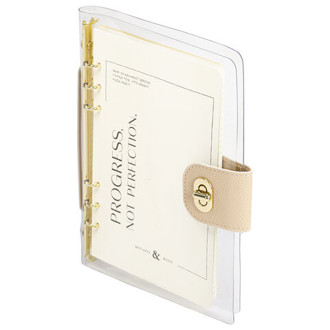 Блокнот А5 180x235мм BRAUBERG "Fabulous", гибкий, на кольцах, застежка, 80л, бежевый, 116194 по низкой цене оптом 