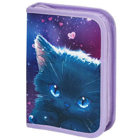 Пенал BRAUBERG, 1 отделение, 1 откидная планка, полиэстер, 21х14 см, Anime cat, 272322 по низкой цене оптом 