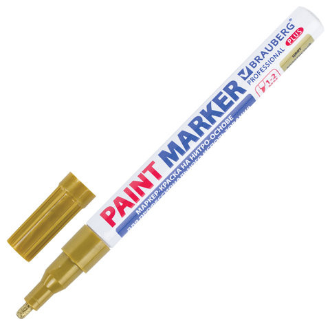 Маркер-краска лаковый (paint marker) 2 мм, ЗОЛОТОЙ, НИТРО-ОСНОВА, алюминиевый корпус, BRAUBERG PROFESSIONAL PLUS, 151443 по низкой цене оптом Краснодар, Москва, Уфа, Казань, Барнаул, Владивосток, Хабаровск, Сахалин, Красноярск, Екатеренбург, 