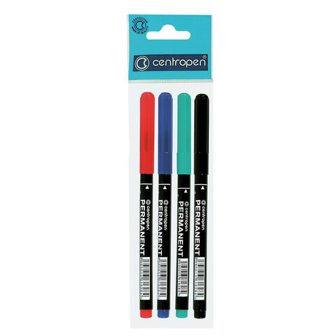 Маркеры перманентные CENTROPEN 2536, НАБОР 4 ЦВЕТА, тонкий наконечник, 1 мм, 2536/4, 6 2536 0401 по низкой цене оптом Краснодар, Москва, Уфа, Казань, Барнаул, Владивосток, Хабаровск, Сахалин, Красноярск, Екатеренбург, 