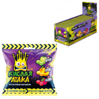 Карамель леденцовая КИСЛАЯ АТАКА Ассорти вкусов яблоко, персик, малина 40 г, KA-4-1