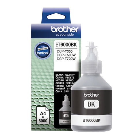 Чернила BROTHER (BT-6000BK) для СНПЧ Brother DCP-T500W\T700W\T300, черные, ресурс 6000 страниц, оригинальные, BT6000BK по низкой цене оптом 