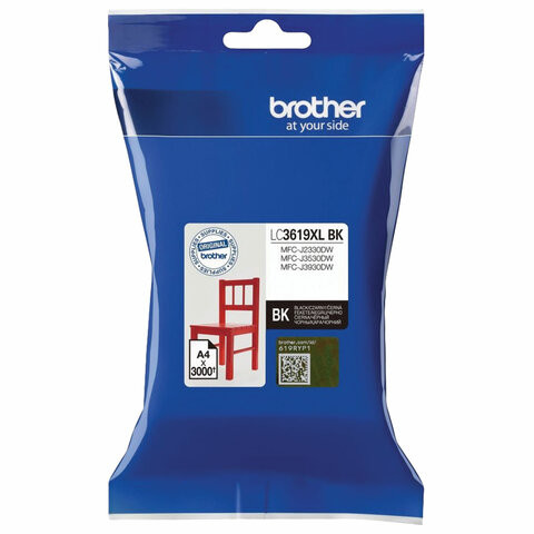 Картридж струйный BROTHER (LC3619XLBK) для MFC-J3530DW/J3930DW, черный, оригинальный, ресурс 3000 страниц по низкой цене оптом 