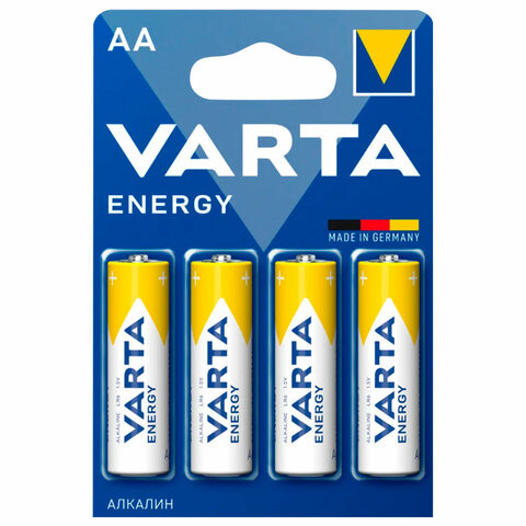 Батарейки алкалиновые "пальчиковые" КОМПЛЕКТ 4 шт., VARTA ENERGY, АА (LR6, 24А), блистер, 4106229414 по низкой цене оптом 