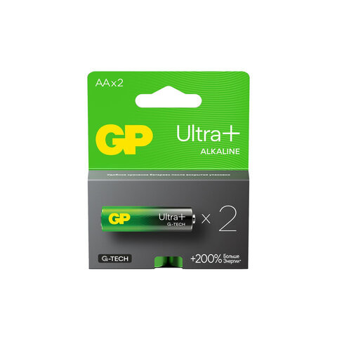 Батарейки КОМПЛЕКТ 2 шт, GP Ultra Plus G-Tech, AA (LR6), алкалиновые, пальчиковые, 15, 15AUPA21-2CRSB2 по низкой цене оптом 
