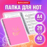 Папка тетрадь для нот А4, 20 вкладышей на 40 страниц, на гребне, пластик, РОЗОВАЯ, BRAUBERG, 404642 по низкой цене оптом 