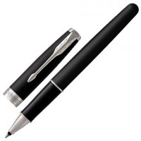 Ручка-роллер PARKER "Sonnet Core Matt Black CT", корпус черный матовый лак, палладиевые детали, черная, 1931523