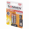 Батарейки аккумуляторные SONNEN, ААА (HR03), Ni-Mh, 650 mAh, 2 шт., в блистере, 454236 по низкой цене оптом 