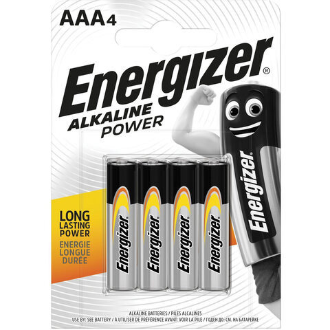 Батарейки КОМПЛЕКТ 4 шт., ENERGIZER Alkaline Power, AAA (LR03, 24А), алкалиновые, мизинчиковые, блистер, E300132611 по низкой цене оптом 