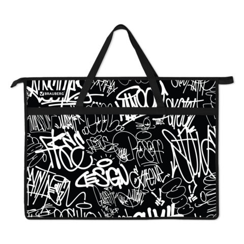 Папка для рисунков и чертежей с ручками BRAUBERG А3, пластик, молния сверху, Graffiti, 272233 по низкой цене оптом Краснодар, Москва, Уфа, Казань, Барнаул, Владивосток, Хабаровск, Сахалин, Красноярск, Екатеренбург, 