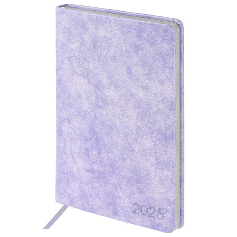 Ежедневник датированный 2026 А5 138х213мм BRAUBERG Ice, под кожу, сиреневый, 117392 по низкой цене оптом 