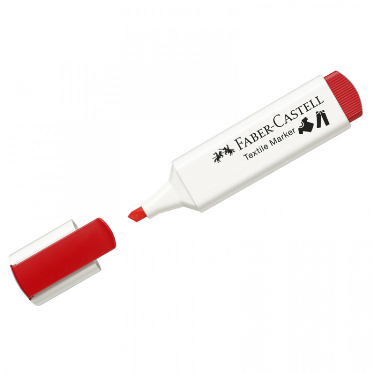 Маркер перманентный для ткани Faber-Castell "Textile" красный, 1-5мм по низкой цене оптом Краснодар, Москва, Уфа, Казань, Барнаул, Владивосток, Хабаровск, Сахалин, Красноярск, Екатеренбург, 