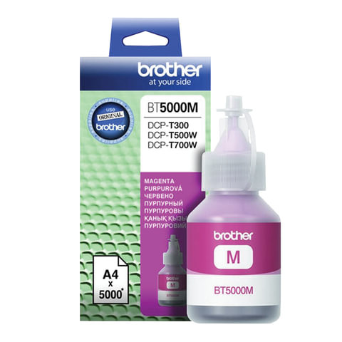 Чернила BROTHER (BT5000М) для СНПЧ Brother DCP-T310/T510W\T710W, пурпурные, оригинальные, ресурс 5000 страниц, BT5000M по низкой цене оптом 