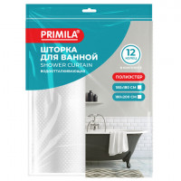 Шторка для ванной ПОЛИЭСТЕР, 180х180см, кольца в комплекте, СЕРЫЙ БРИЛЛИАНТ, PRIMILA, 700088