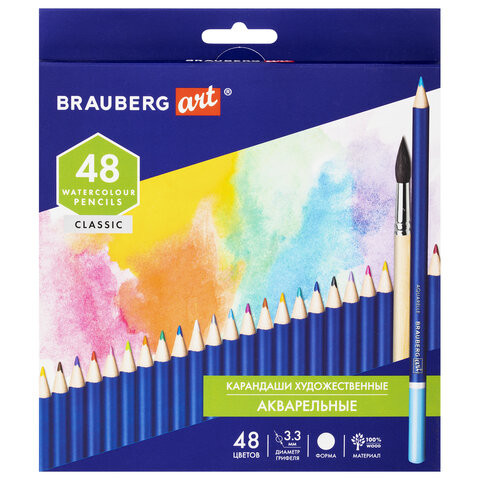 Карандаши художественные цветные акварельные BRAUBERG ART CLASSIC, 48 цветов, грифель 3,3 мм, 181532 по низкой цене оптом 