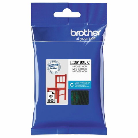 Картридж струйный BROTHER (LC3619XLC) для MFC-J3530DW/J3930DW, голубой, оригинальный, ресурс 1500 страниц по низкой цене оптом 