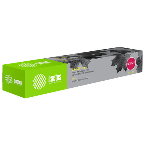 Картридж лазерный CACTUS (CS-EXV34Y) для Canon IR C2030L/C2030i/C2020i, желтый, ресурс 19000 страниц по низкой цене оптом 