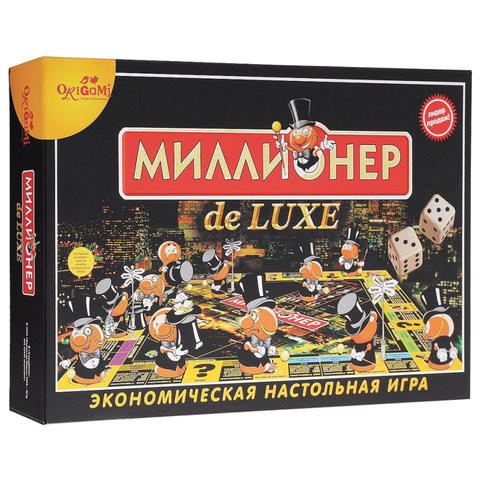 Игра настольная "Миллионер de LUXE", игровое поле, карточки, банкноты, жетоны, ORIGAMI, 01828 по низкой цене оптом Краснодар, Москва, Уфа, Казань, Барнаул, Владивосток, Хабаровск, Сахалин, Красноярск, Екатеренбург, 