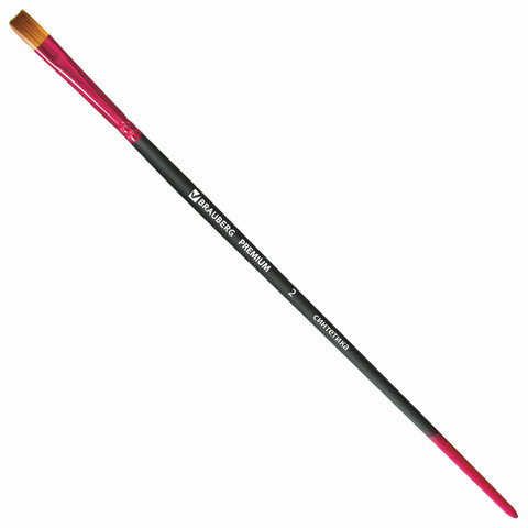 Кисть синтетика, плоская №2, BRAUBERG PREMIUM, 201011 по низкой цене оптом 